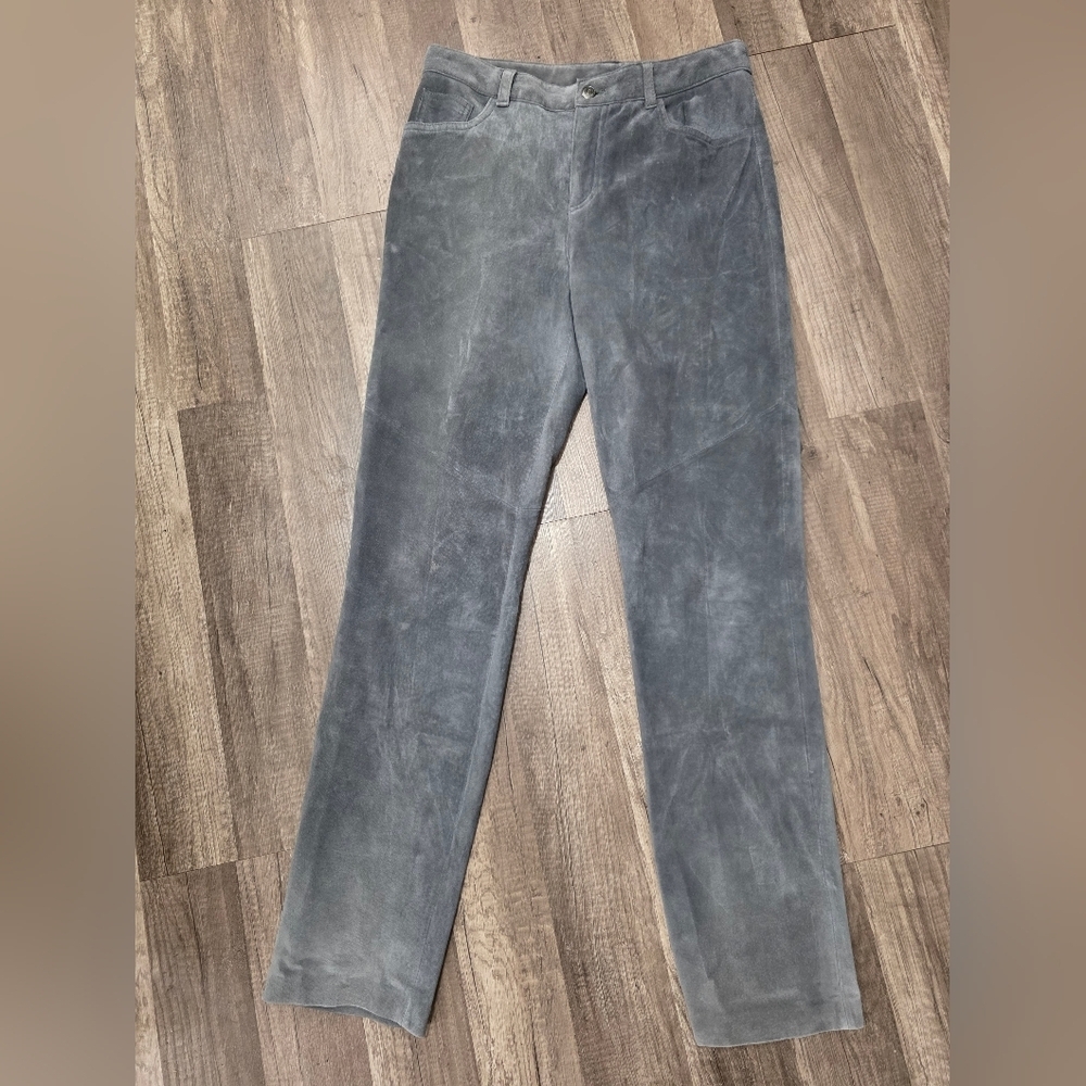 Jones New York Signature Genuine Leather Pants Grey 4 Westerncore Boho Hippie